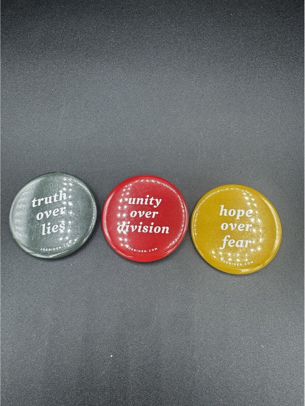 Joe Biden 2020 Campaign Button Pin Lot Truth Unity Hope Political 3pc Lot